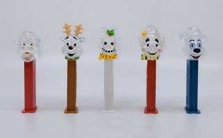 Set of 5 Crystal Christmas PEZ Santa Claus Reindeer Snowman Elf & Polar Bear