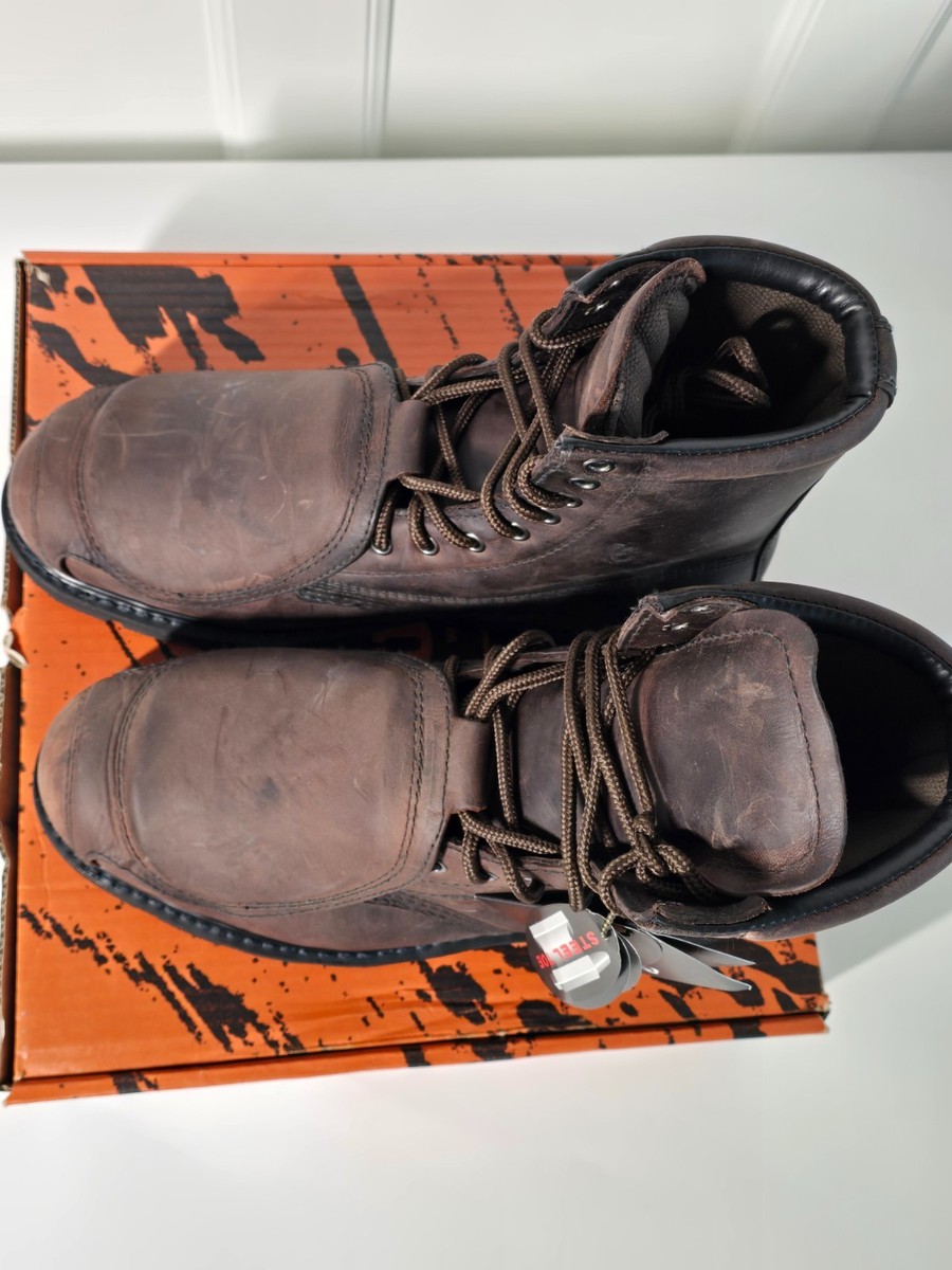 Worx By Red Wing Shoes Mens Work Safety Boots Brown Lace Up Padded Collar 11.5 M Worx by Red Wing Boots Brown Size 11.5 M 5489 Steel Toe Slip  main image 3