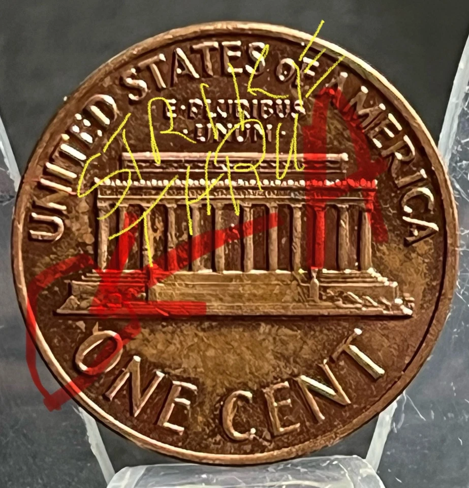 1970 US ERROR Penny UNSEEN STRIKE THROUGH - Image 3 of 4