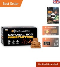 Natural Fire Lighters - Eco-Friendly Wood Fibre & Wax, Pack of 160 - 10 Min Burn 0.11 per lighter