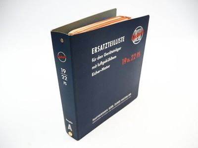 Original Eicher 19PS 22PS G19 station wagon G22 station wagon implement carrier parts list 1958