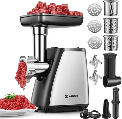 Fleischwolf elektrisch 4 in 1 Wurstfüller 2800W Küchenmaschine Wurst Aufsätze