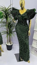 Women’s Emerald Green Beaded Maxi Evening Dress Formal Gown (RRP £170)