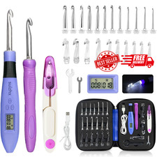 Digital Counting Crochet Hook Set with 22 Interchangeable Ergonomic Need les