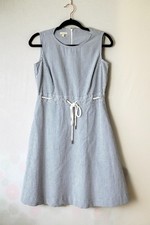 Talbots Petites Blue white striped Dress midi 10P sleeveless nautical Preppy