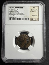 NGC VF Sicily Syracuse AE21 Artemis Soteira 289-287 BC Ancient Greek Bronze Coin