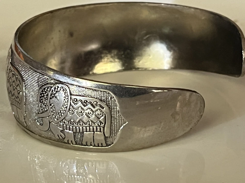 "Brazalete de plata de colección brazalete buena fortuna elefante de la suerte tibetano brazalete brazalete 7"" 15 g" Foto 3 de 4