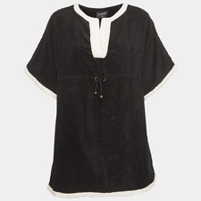 Chanel Black Terry Coco Beach Mini CoverUp Dress S