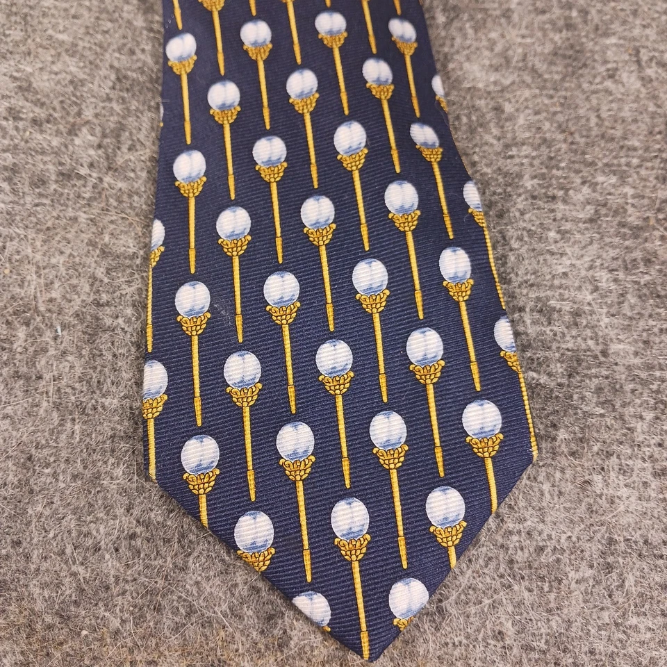 复古香奈儿领带丝绸蓝色珍珠皇冠权杖标志意大利制造可可豪华 — 第 3/4 张图片