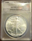 1986 $1 AMERICAN SILVER EAGLE ANACS MS69 ANACS Certified