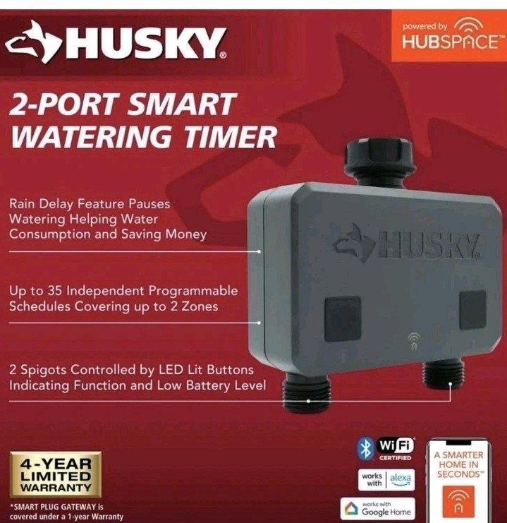 NEW! Husky Smart 2-Port Watering Timer Hubspace Bluetooth Sprinkler Irrigation