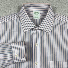 Brooks Brothers Dress Shirt Mens 15.5 34 Multi Milano Non Iron Preppy Business