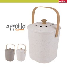 Appetito Eco Square Bamboo Fibre Kitchen Compost Bin w/ Charcoal Filter 3.8L