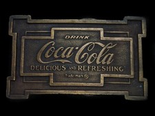 TH05142 VINTAGE 1970s COCA-COLA SODA FOUNTAIN ADVERTISEMENT BELT BUCKLE