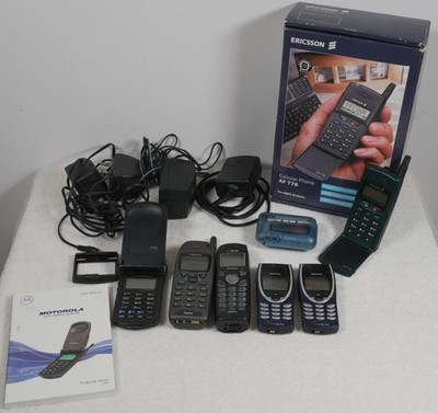 Lot of 6 Vintage Cell Phones - Ericsson, Nokia, Sanyo, Motorola - For Parts