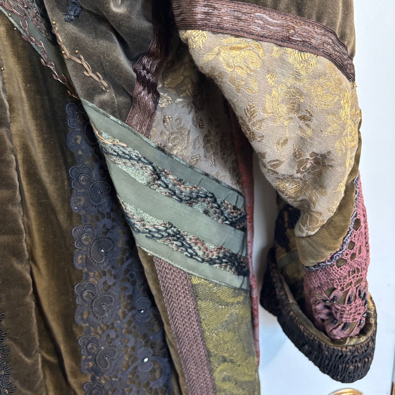 Vintage Crazy Quilt Patchwork Jacket Long Coat Ve… - image 16