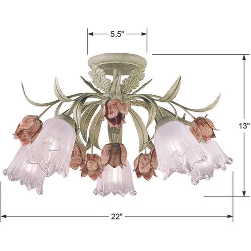 Crystorama 4800-SR Southport 5 Light 22 inch Sage Rose Semi Flush Ceiling Light - Picture 6 of 7