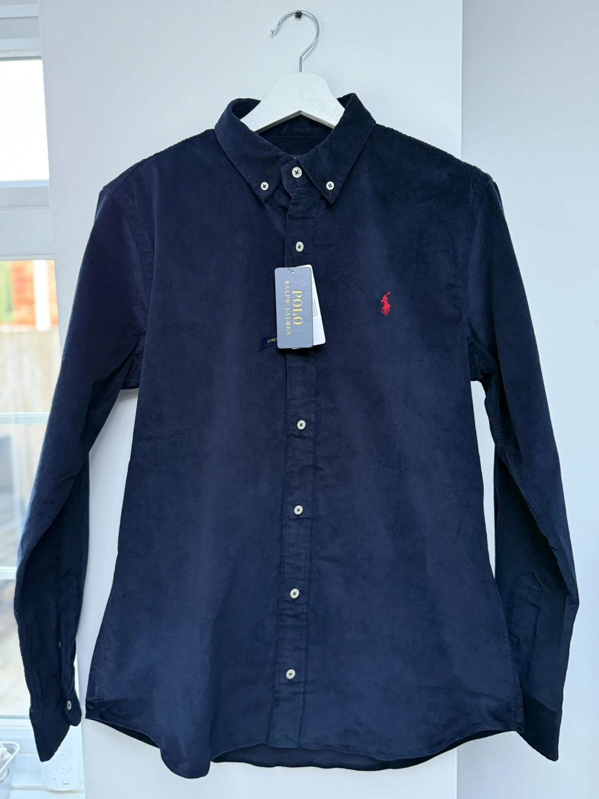 Polo Ralph Lauren Cord Shirt Navy Blue Button Down Size XL Slim Fit Stretch
Opens in a new window or