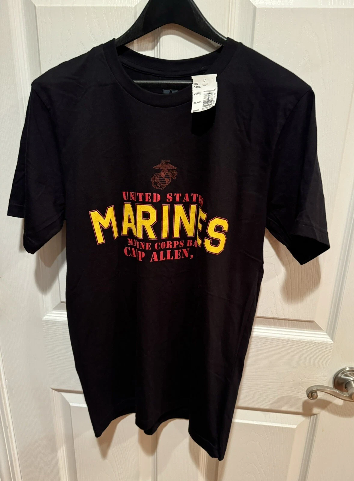 USMC Camp Allen Norfolk VA Size Medium T-Shirt Black NWT Cotton Short Sleeve