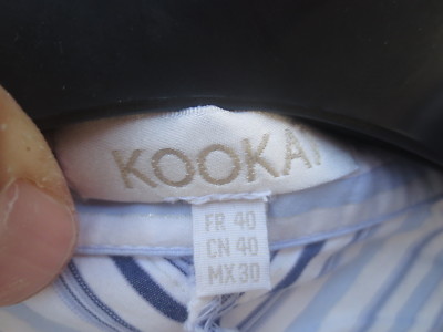 Chemise Femme Kookai Taille 40 - Couleur Bleu Ciel Et Blanc, Manches Longues, Occasion Très Bon état