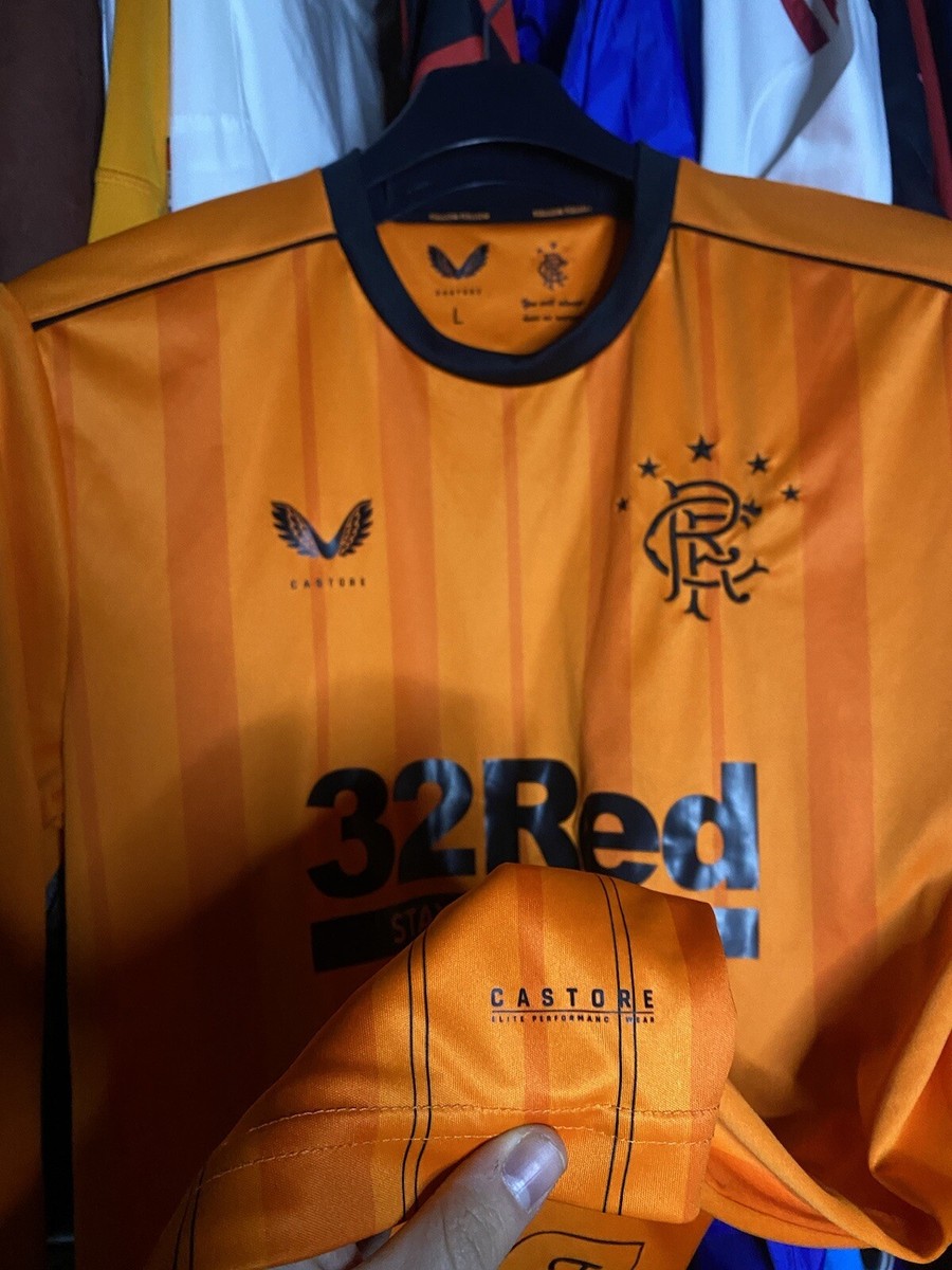 Maillot Rangers FC Gardien De But 2020/21 - Taille L, Couleur Orange, Officiel Castore