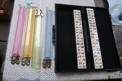 Vintage Chinese Bakelite Mahjong Set 164 pieces + Racks Case MAH JONGG MAVEN