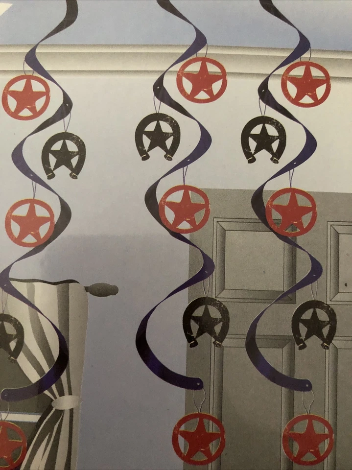 5 ct western Lasso stars 24” foil Dizzy Danglers Hanging Decoration cowboy - Image 2 of 2