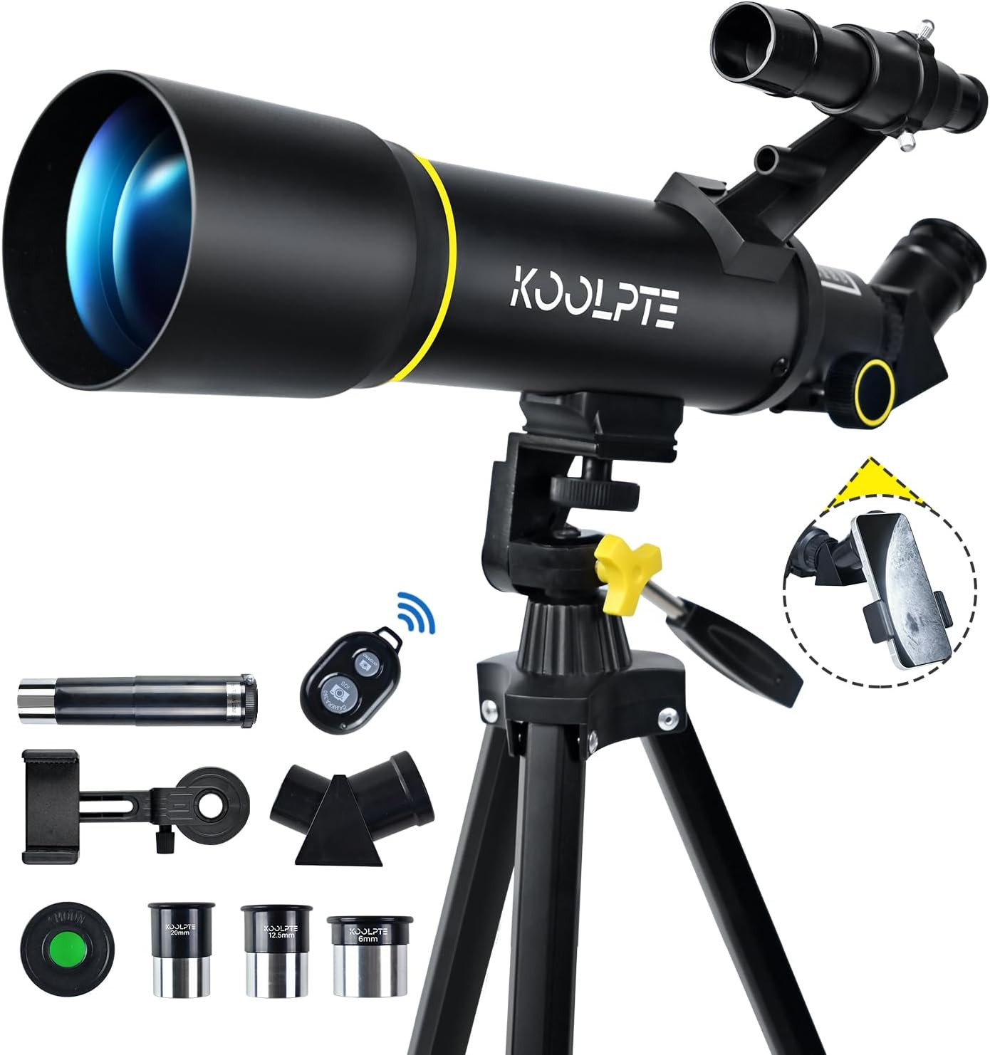 Telescopio refractor astronómico de 70 mm de apertura y 400 mm de montura AZ