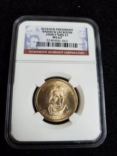 2008 P NGC SMS MS67 $1 President Andrew Jackson- 7th President 