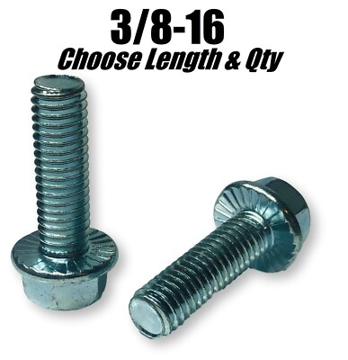 3/8-16 Grade 5 Serrated Hex Flange Bolts Zinc Plated (All Sizes & Qty's) 3/8''