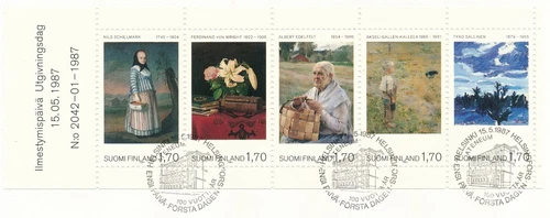 Finland 1987 Used Stamp Sheet -  ATENEUM 1887-1987 Paintings - First Day Cancel