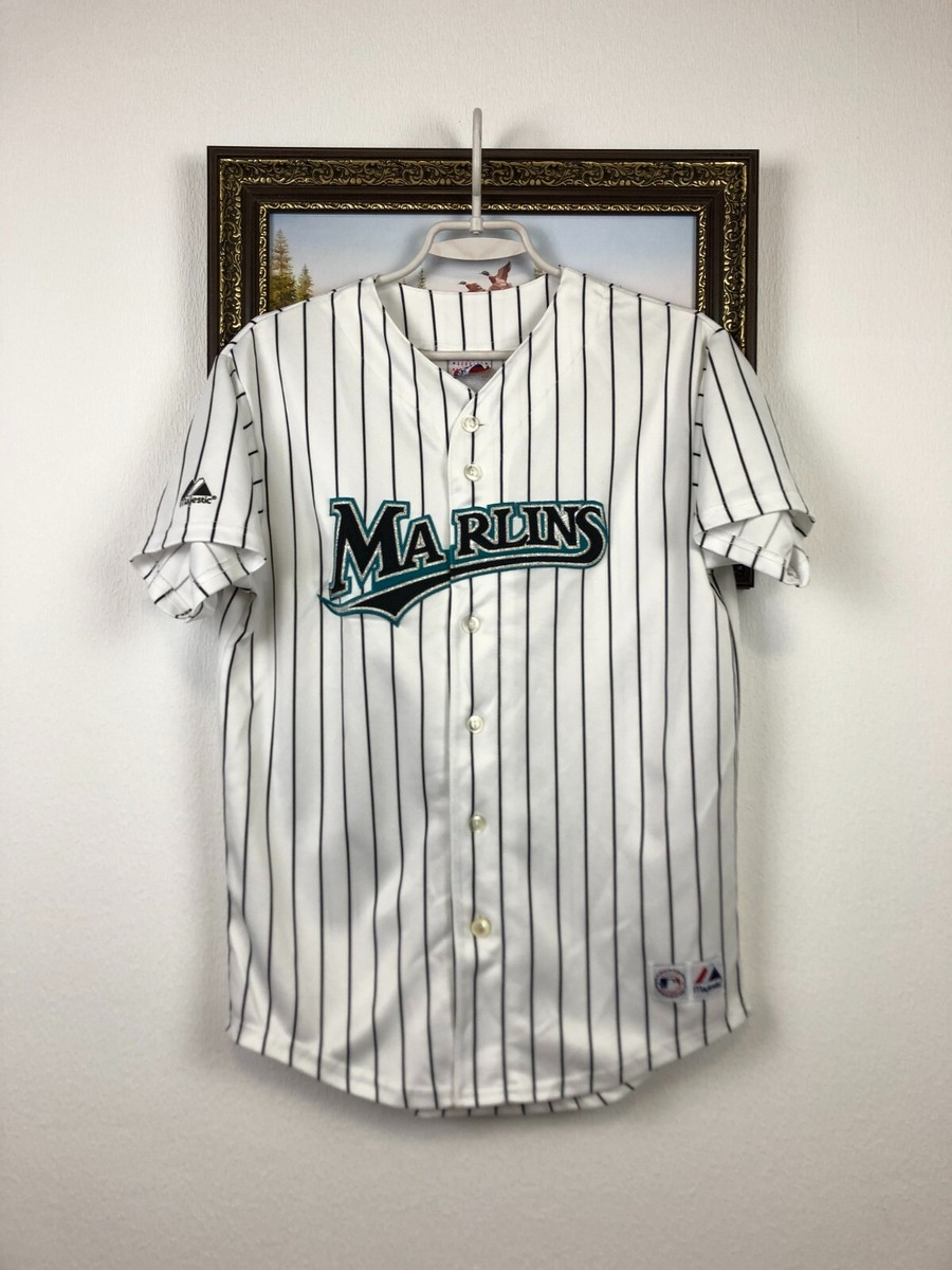 美品 90's Majestic Florida Marlins ユニフォーム Vintage Majestic Florida Marlins MLB Jersey Shirt Rare Mens Over