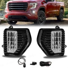 Pair For 2019-2022 GMC Sierra 1500 LED Fog Lights Front Bumper Lamps+Wiring
