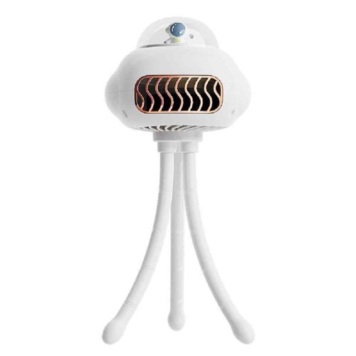 Mini Handheld Leaves Desk Fan White, 4 in., 3 Speeds, Micro-USB Powered