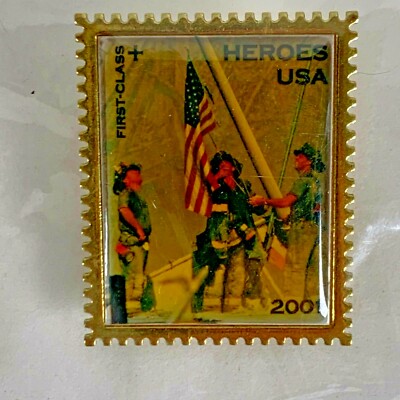 NOS Lapel Pin Replica USPS First Class Postal Stamp Heroes 9/11 2001 ...
