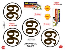  66 Chaparral Can Am Race Car graphics 1/43rd Scale Slot Car Waterslide Decals