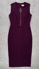 Calvin Klein Women's Dress Size 2 Purple Plum Front Zip Logo Brand New Clean