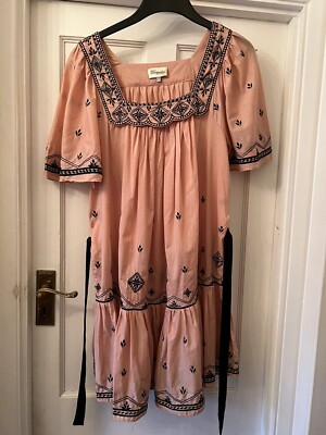 New Temperley London Pink & Black 100% Cotton Embroidery Dress/Long Top, UK  10 | eBay