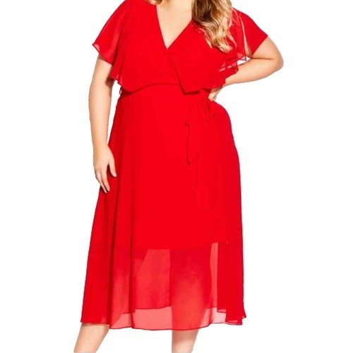 princess polly baby blue dress City Chic Wrap Dress Womens Plus size 24 Burgundy Crossover Vneck Linen  Blnd New