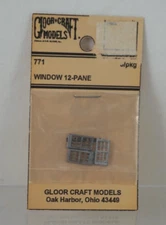 NOS Gloor Craft Models (3) 12-PANE WINDOW N Scale Accessories - 771