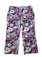 Style & Company Purple Floral Capri Pants Women's Size 12 Ankle Wide