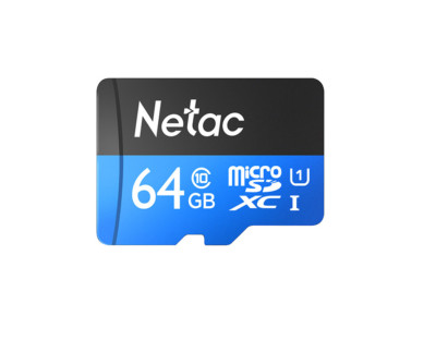 NETAC Memory Card, microSD, 64GB, Black / Blue, NT02P500STN-064G-S