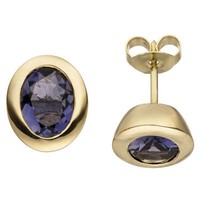 Ohrstecker Ohrringe Mit Blauen Iolithe 585 Gold Gelbgold Goldohrringe Ohrschmuck