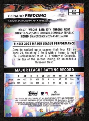 Geraldo Perdomo 2024 Topps Finest Rare Arizona Diamondbacks #217