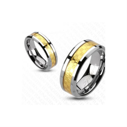 Anello in tungsteno oro rosa, anello martellato, fede nuziale, anello Anello in tungsteno oro rosa, anello martellato, fede nuziale, anello