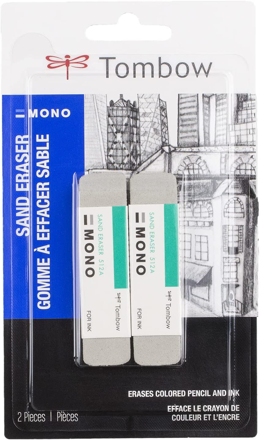 Tombow 67304 Mono Sand Eraser, Silica Eraser Designed  2-Pack.