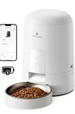 Automatic Cat Feeder, Wi-Fi Rechargeable Cat Food Dispenser Battery 2L White