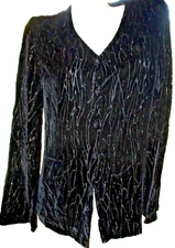 Jones New York Black Velvet Tunic Blouse Women's 10 Burnout Silk Blend Soft NEW