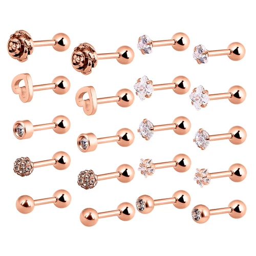 20PCS CZ Earrings Ear Stud Set Surgical Steel Bone Stud for Women Men Jewelry - Picture 14 of 17
