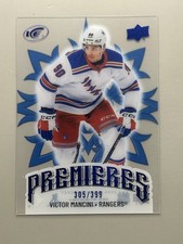 2024-25 UD Ice Premieres Victor Mancini  /399 BLUE Clear Cut #238 Rangers I-7600